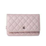 CHANEL Handbag Pink 22S Light Pink Caviar  Quilted Wallet On Chain (WOC) LGHW -Knockoff
