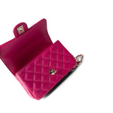 CHANEL Handbag Pink 23A Dark Pink Lambskin Quilted Mini Flap Bag with Jeweled Top Handle Light Gold Hardware -Knockoff
