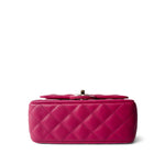 CHANEL Handbag Pink 23A Dark Pink Lambskin Quilted Mini Flap Bag with Jeweled Top Handle Light Gold Hardware -Knockoff
