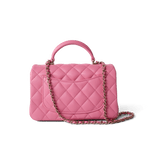 CHANEL Handbag Pink 23P Pink Lambskin Quilted Mini Top Handle Light Gold Hardware -Knockoff
