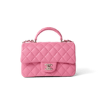 CHANEL Handbag Pink 23P Pink Lambskin Quilted Mini Top Handle Light Gold Hardware -Knockoff
