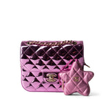 CHANEL Handbag Pink 24C Shiny Pink Calfskin Quilted Flap Bag & Coin Purse -Knockoff
