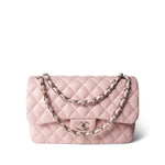 CHANEL Handbag Pink Light Pink Lambskin Quilted Jumbo Classic Flap Silver Hardware -Knockoff
