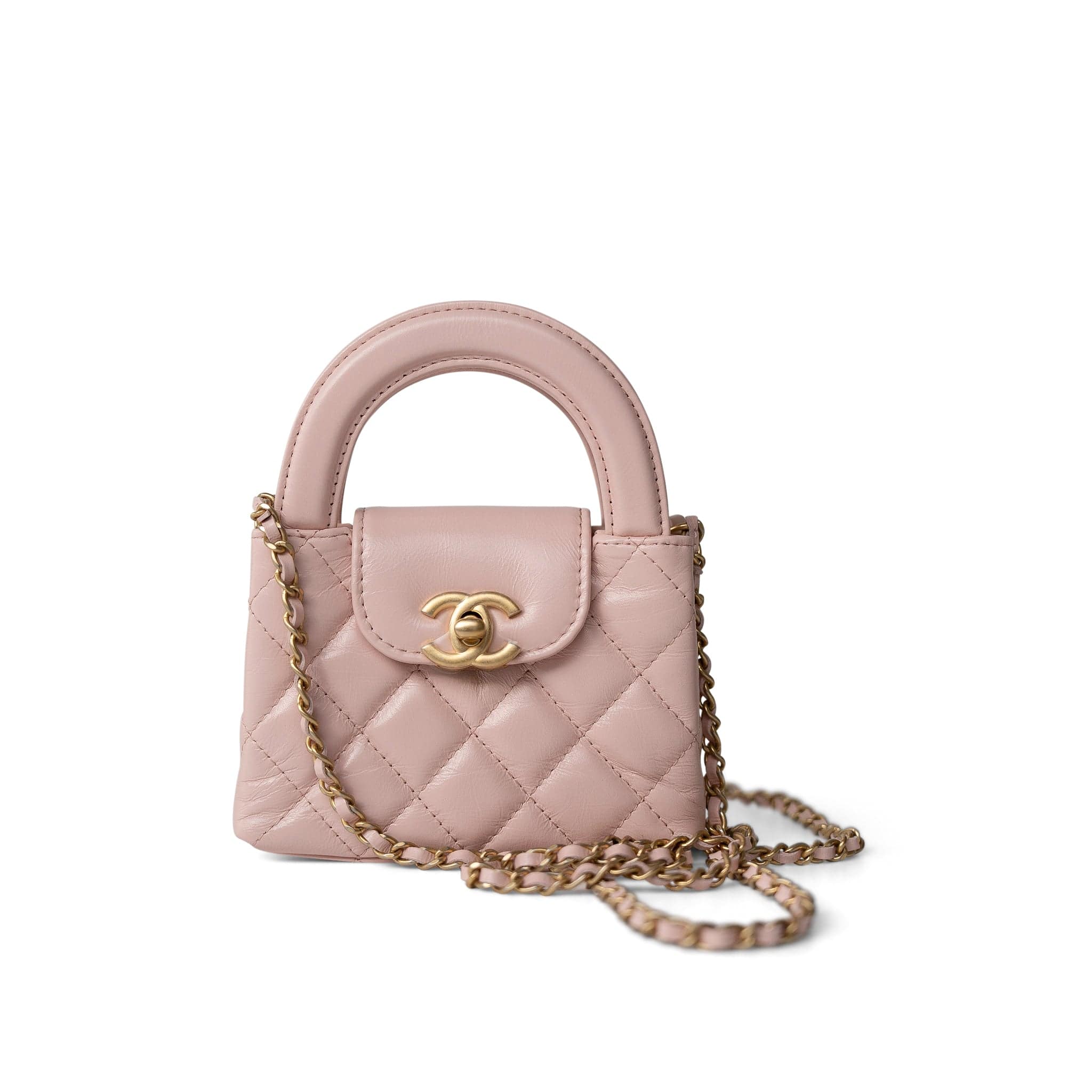 CHANEL Handbag Pink Light Pink Shiny Aged Calfskin Nano Kelly Mini Shopper -Knockoff
