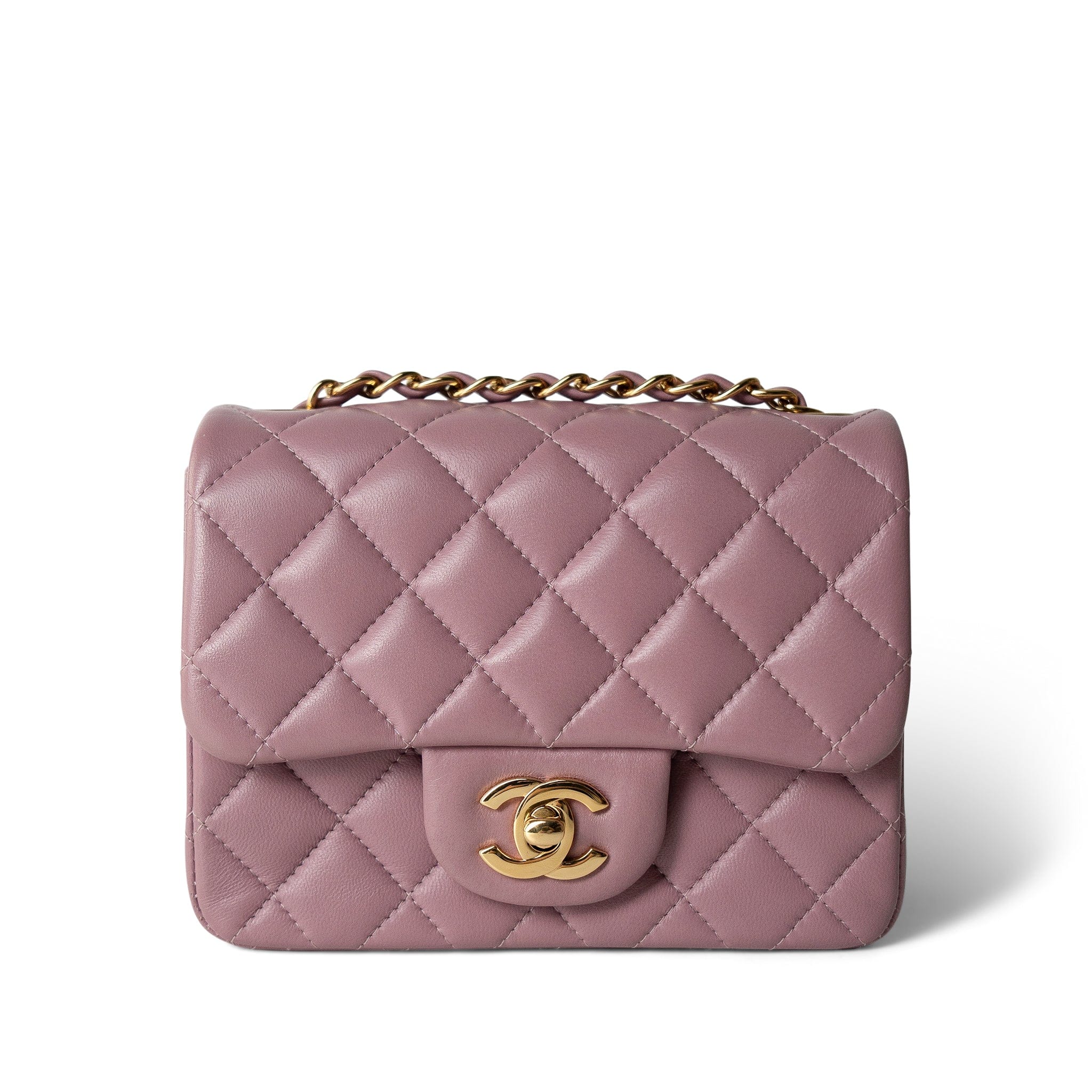 CHANEL Handbag Pink Mauve Lambskin Quilted Mini Square Flap -Knockoff
