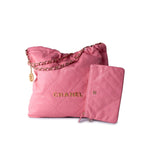 CHANEL Handbag Pink Medium Pink Calfskin Quilted 22 Hobo Bag Antique Gold Hardware -Knockoff
