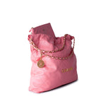 CHANEL Handbag Pink Medium Pink Calfskin Quilted 22 Hobo Bag Antique Gold Hardware -Knockoff
