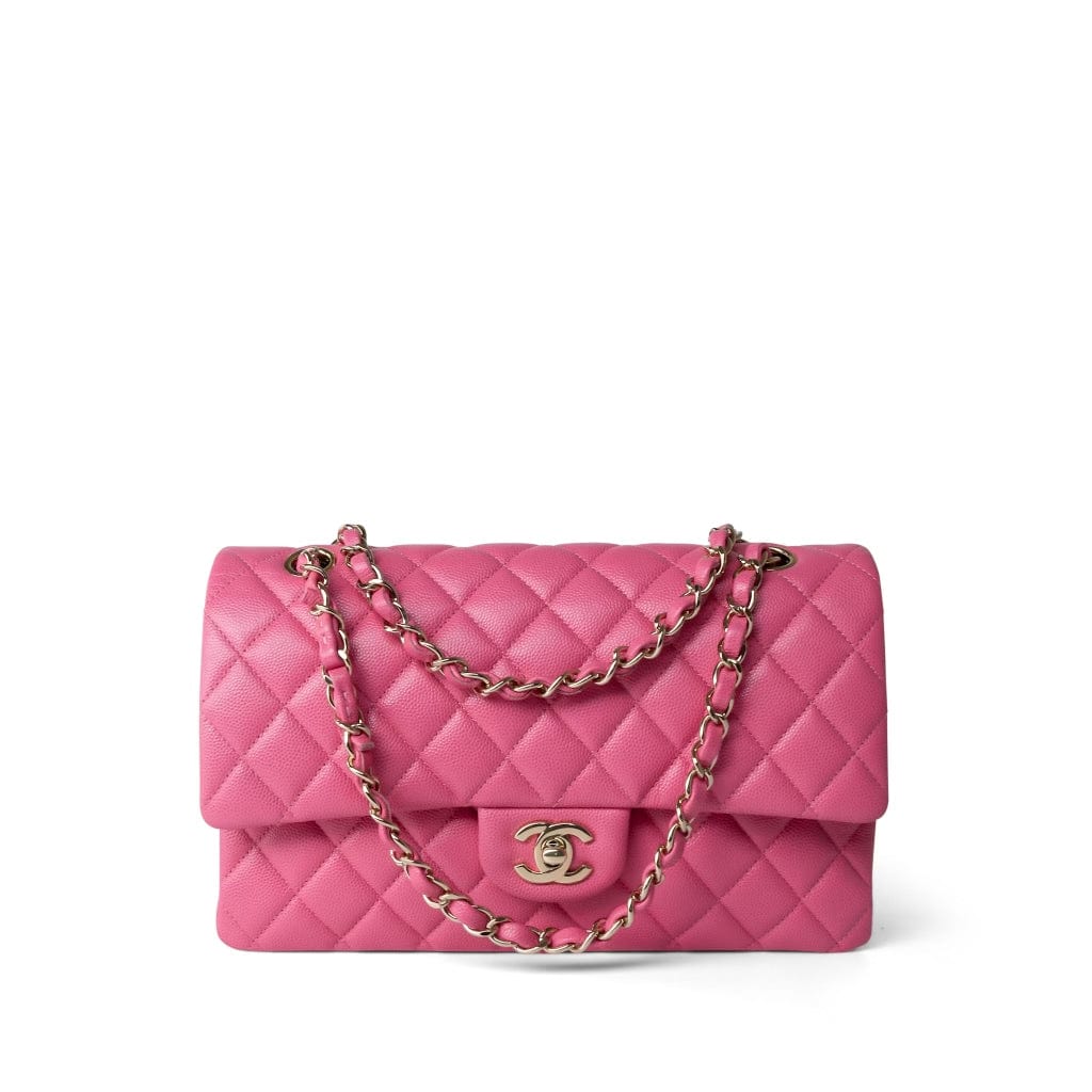 CHANEL Handbag Pink Pink Caviar Quilted Classic Flap Medium Light Gold Hardware -Knockoff
