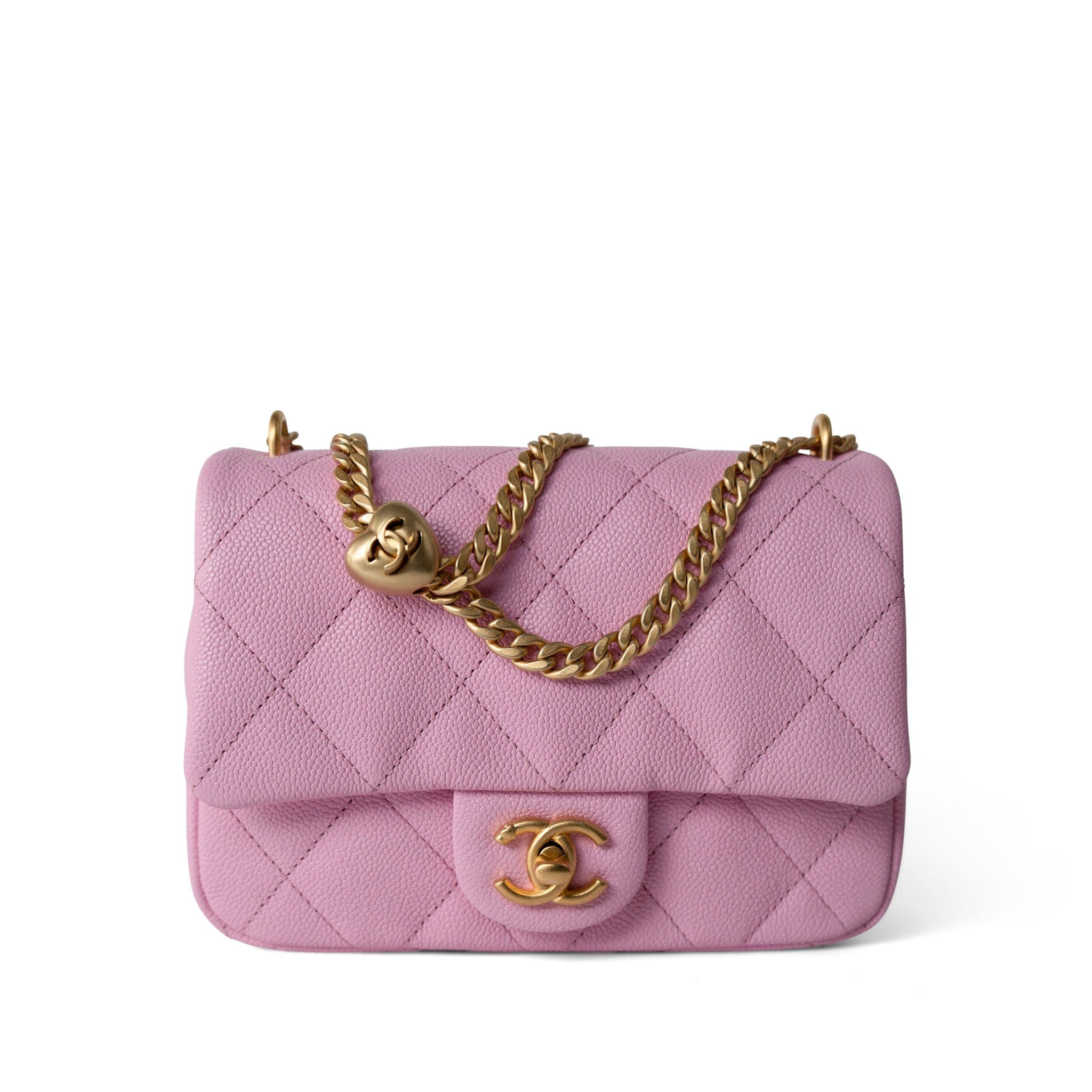 CHANEL Handbag Pink Pink Caviar Quilted Sweetheart Mini Flap Antique Gold Hardware -Knockoff
