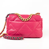 CHANEL Handbag Pink Pink Goatskin Quilted 19 Flap Small Mixed Hardware -Knockoff
