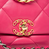 CHANEL Handbag Pink Pink Goatskin Quilted 19 Flap Small Mixed Hardware -Knockoff
