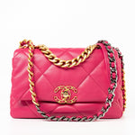 CHANEL Handbag Pink Pink Goatskin Quilted 19 Flap Small Mixed Hardware -Knockoff
