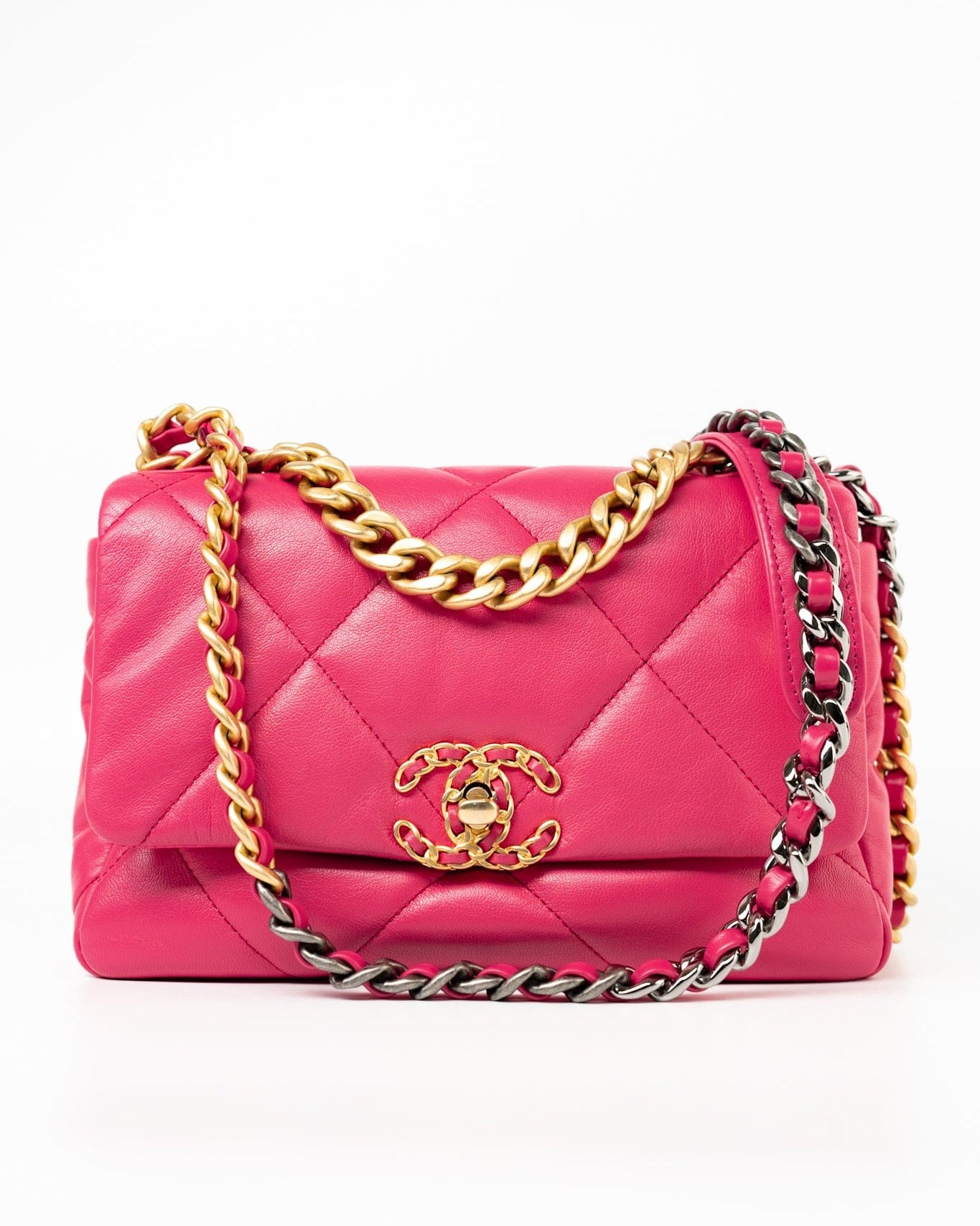 CHANEL Handbag Pink Pink Goatskin Quilted 19 Flap Small Mixed Hardware -Knockoff
