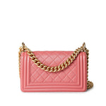 CHANEL Handbag Pink Pink Lambskin Quilted Small Boy Bag Aged Gold Hardware -Knockoff
