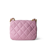 CHANEL Handbag Pink Pink Mini Lacquered Chain Lambskin Quilted Flap Aged Gold Hardware -Knockoff
