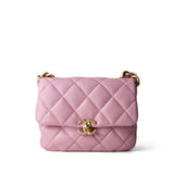 CHANEL Handbag Pink Pink Mini Lacquered Chain Lambskin Quilted Flap Aged Gold Hardware -Knockoff
