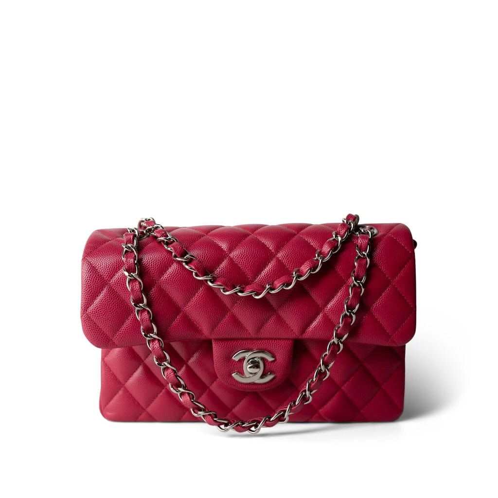 CHANEL Handbag Pink Raspberry Caviar Quilted Classic Flap Small Silver Hardware -Knockoff
