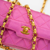 CHANEL Handbag Pink Satin Quilted Single Flap Mini Gold Hardware -Knockoff
