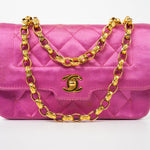 CHANEL Handbag Pink Satin Quilted Single Flap Mini Gold Hardware -Knockoff
