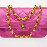 CHANEL Handbag Pink Satin Quilted Single Flap Mini Gold Hardware -Knockoff
