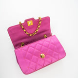 CHANEL Handbag Pink Satin Quilted Single Flap Mini Gold Hardware -Knockoff
