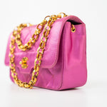 CHANEL Handbag Pink Satin Quilted Single Flap Mini Gold Hardware -Knockoff
