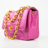 CHANEL Handbag Pink Satin Quilted Single Flap Mini Gold Hardware -Knockoff
