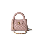 CHANEL Handbag Pink Shiny Aged Calfskin Quilted Nano Kelly Shopper Light Pink -Knockoff
