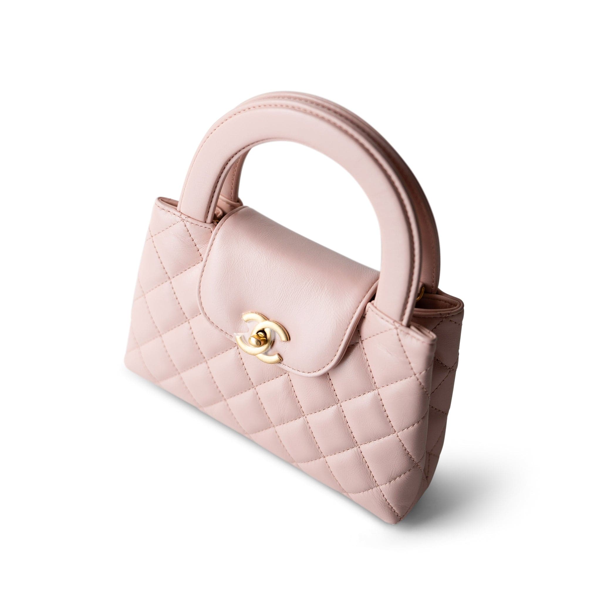 CHANEL Handbag Pink Shiny Aged Calfskin Quilted Nano Kelly Shopper Light Pink -Knockoff
