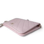 CHANEL Handbag Pink Travel Wallet on Chain Light Pink Caviar Quilted Light Gold Hardware -Knockoff
