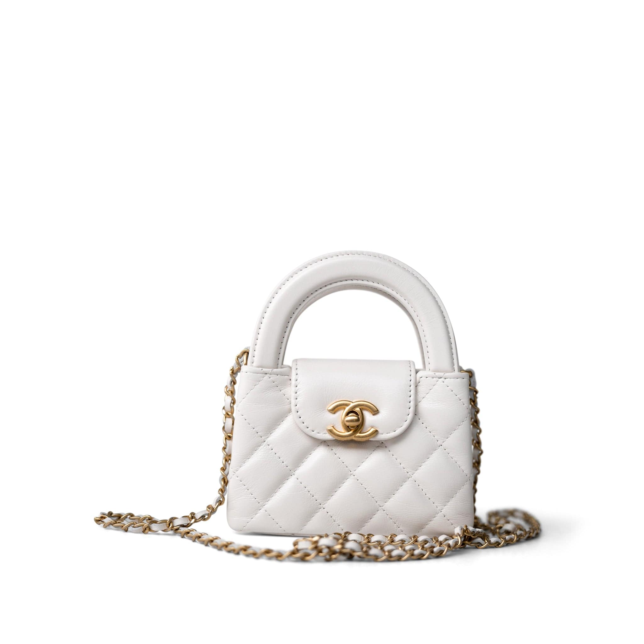 CHANEL Handbag Pink White Aged Calfskin Nano Kelly Mini Shopper -Knockoff
