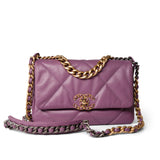 CHANEL Handbag Purple 20B Purple Goatskin Quilted 19 Flap Small Mixed Hardware -Knockoff
