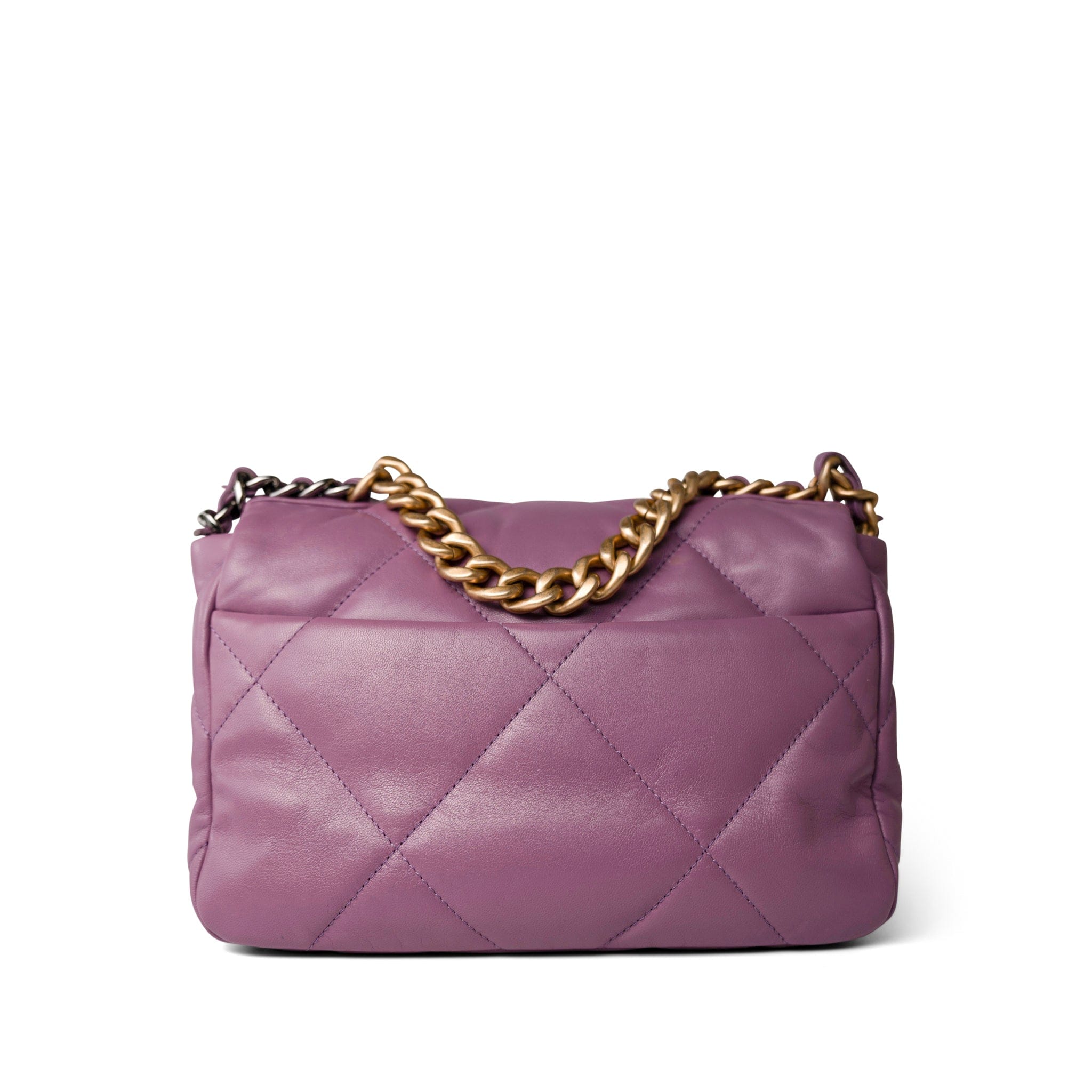 CHANEL Handbag Purple 20B Purple Goatskin Quilted 19 Flap Small Mixed Hardware -Knockoff
