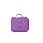 CHANEL Handbag Purple 20C Purple Caviar Quilted CC Medium Filigree Vanity Case -Knockoff
