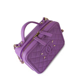 CHANEL Handbag Purple 20C Purple Caviar Quilted CC Medium Filigree Vanity Case -Knockoff
