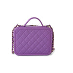 CHANEL Handbag Purple 20C Purple Caviar Quilted CC Medium Filigree Vanity Case -Knockoff
