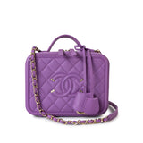 CHANEL Handbag Purple 20C Purple Caviar Quilted CC Medium Filigree Vanity Case -Knockoff
