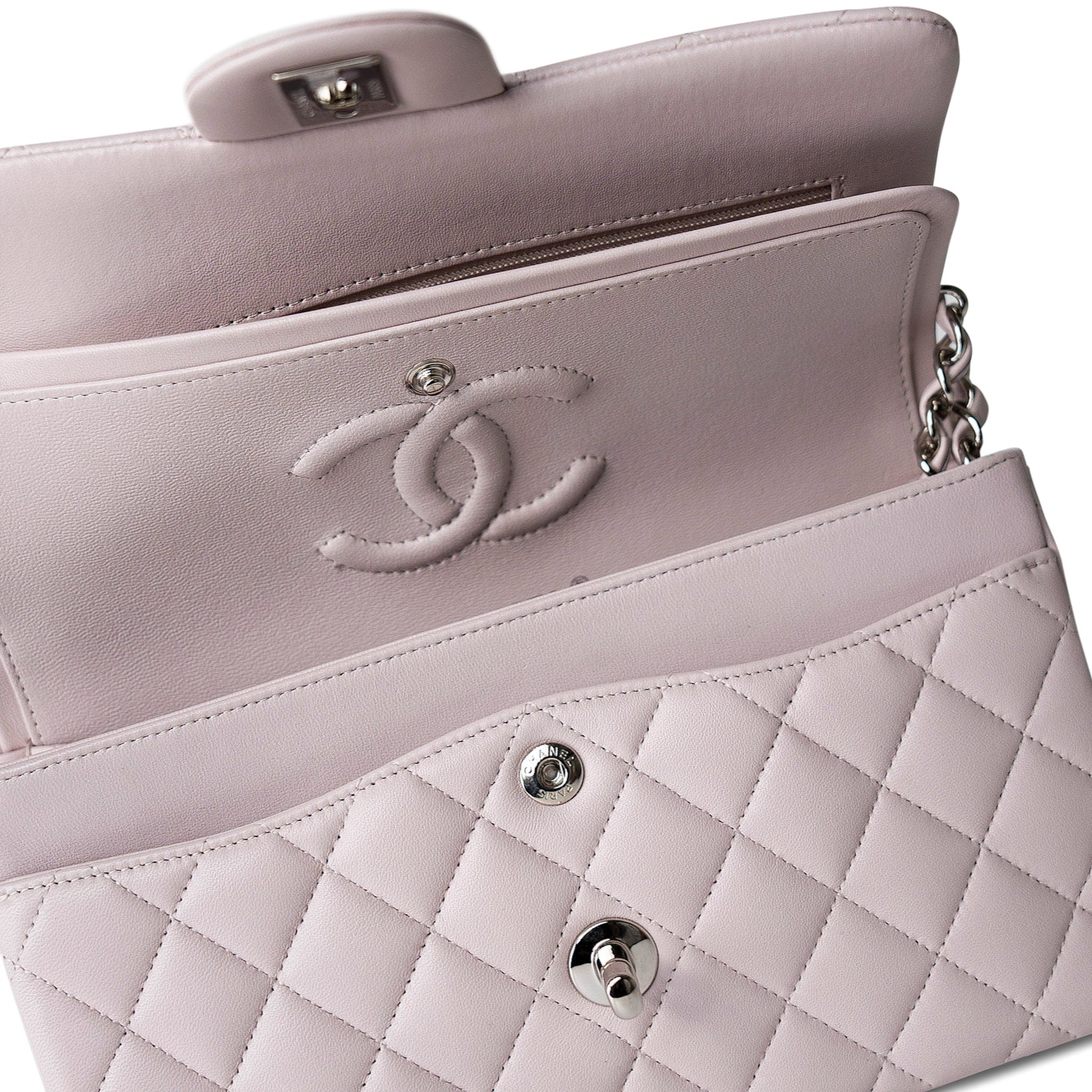 CHANEL Handbag Purple 21B Light Purple Lambskin Quilted Classic Flap Small Silver Hardware -Knockoff
