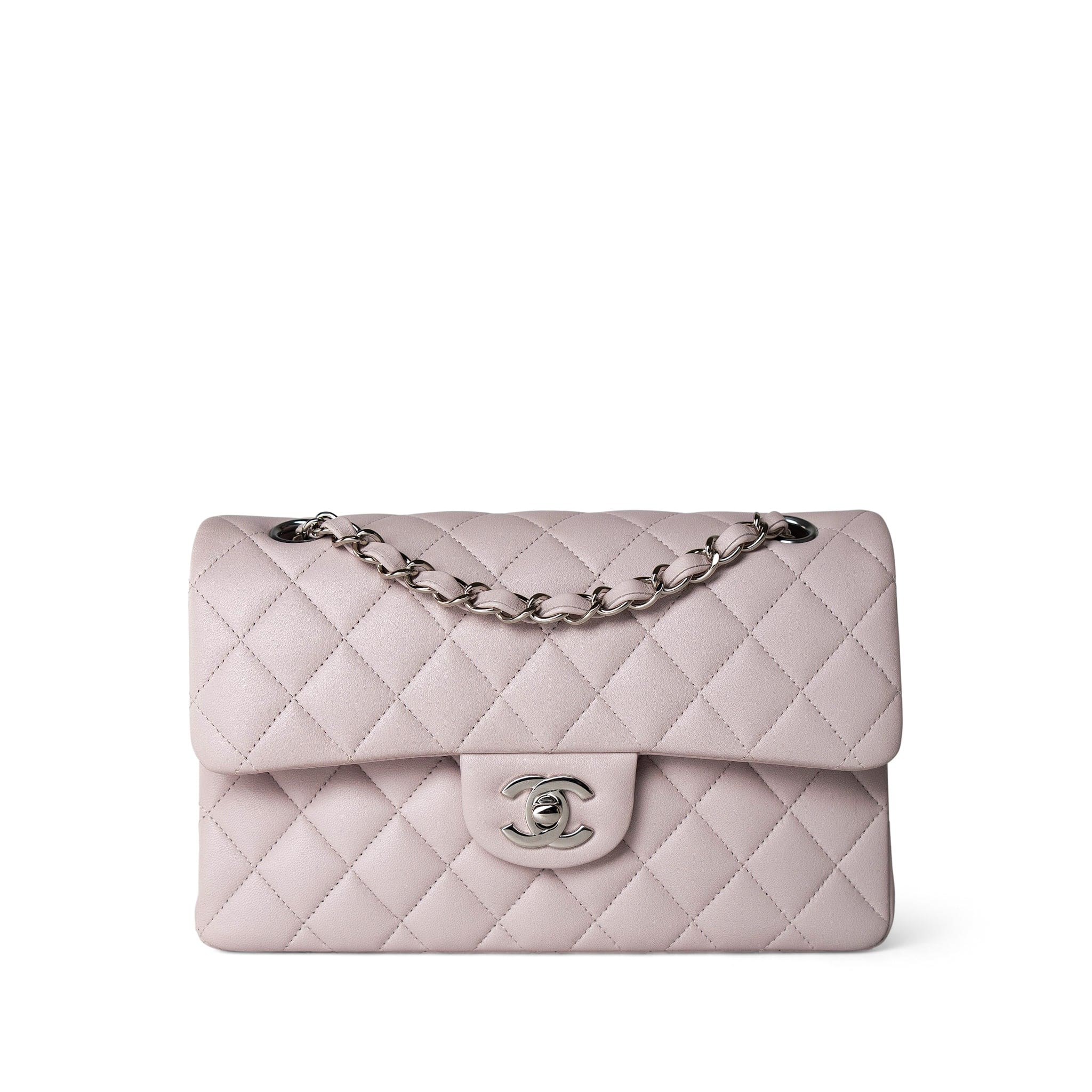 CHANEL Handbag Purple 21B Light Purple Lambskin Quilted Classic Flap Small Silver Hardware -Knockoff
