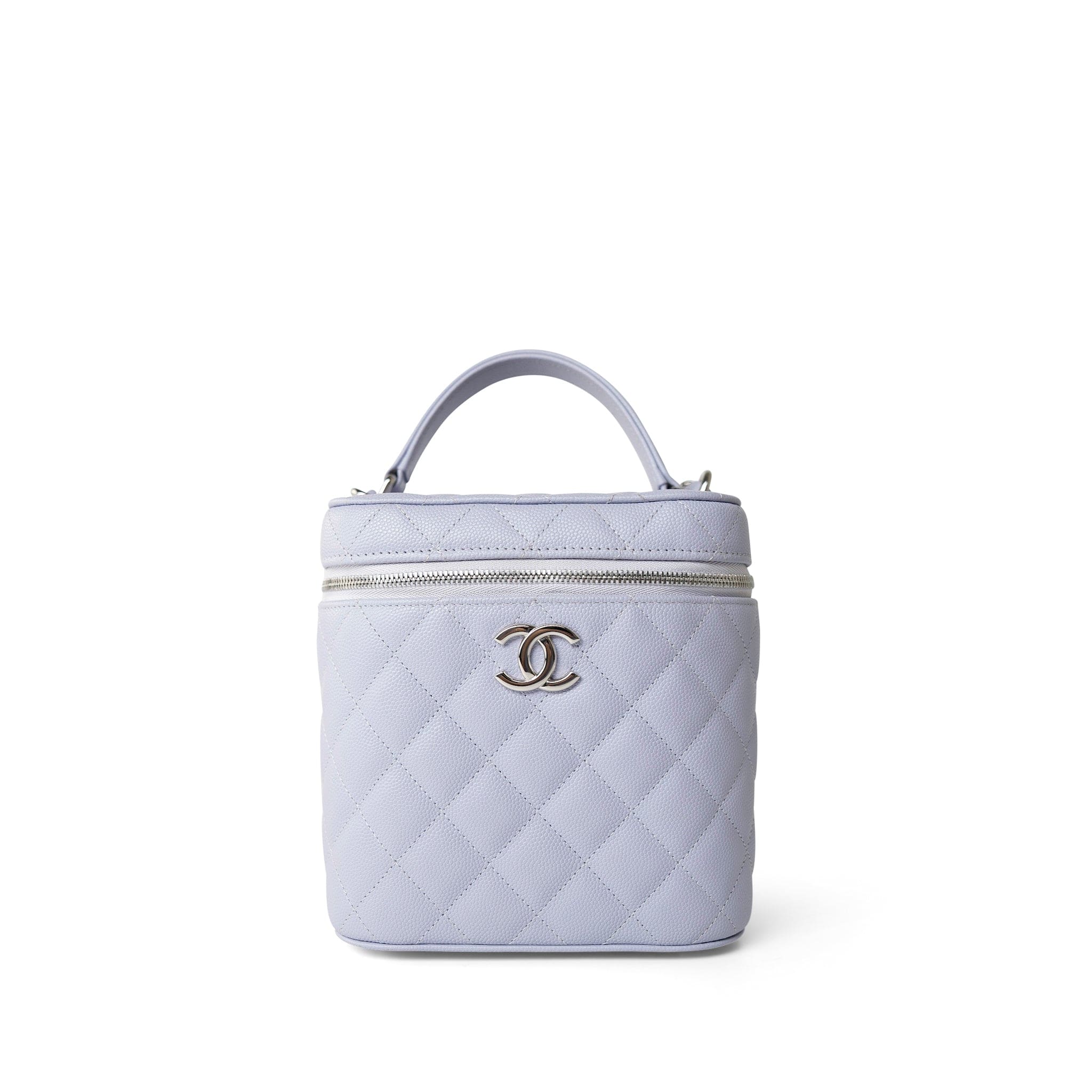 CHANEL Handbag Purple 21K Lavender Caviar Quilted Top Handle Vanity Case Silver Hardware -Knockoff
