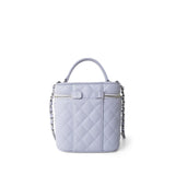 CHANEL Handbag Purple 21K Lavender Caviar Quilted Top Handle Vanity Case Silver Hardware -Knockoff
