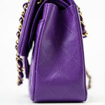 CHANEL Handbag Purple 22A Purple Caviar Quilted Small Classic Flap Light Gold Hardware -Knockoff
