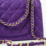 CHANEL Handbag Purple 22A Purple Caviar Quilted Small Classic Flap Light Gold Hardware -Knockoff
