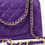 CHANEL Handbag Purple 22A Purple Caviar Quilted Small Classic Flap Light Gold Hardware -Knockoff
