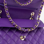 CHANEL Handbag Purple 22A Purple Caviar Quilted Small Classic Flap Light Gold Hardware -Knockoff
