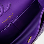 CHANEL Handbag Purple 22A Purple Caviar Quilted Small Classic Flap Light Gold Hardware -Knockoff
