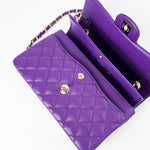 CHANEL Handbag Purple 22A Purple Caviar Quilted Small Classic Flap Light Gold Hardware -Knockoff
