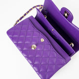 CHANEL Handbag Purple 22A Purple Caviar Quilted Small Classic Flap Light Gold Hardware -Knockoff
