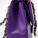 CHANEL Handbag Purple 22A Purple Caviar Quilted Small Classic Flap Light Gold Hardware -Knockoff
