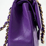 CHANEL Handbag Purple 22A Purple Caviar Quilted Small Classic Flap Light Gold Hardware -Knockoff
